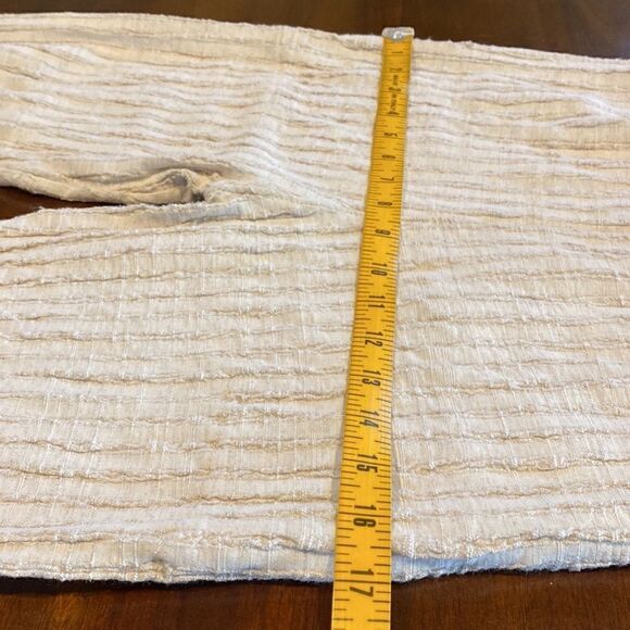 Novi Linen Knubby Slim Pants M/L Cream Striped Drawstring Beach Resort Bali Boho - Picture 4 of 12